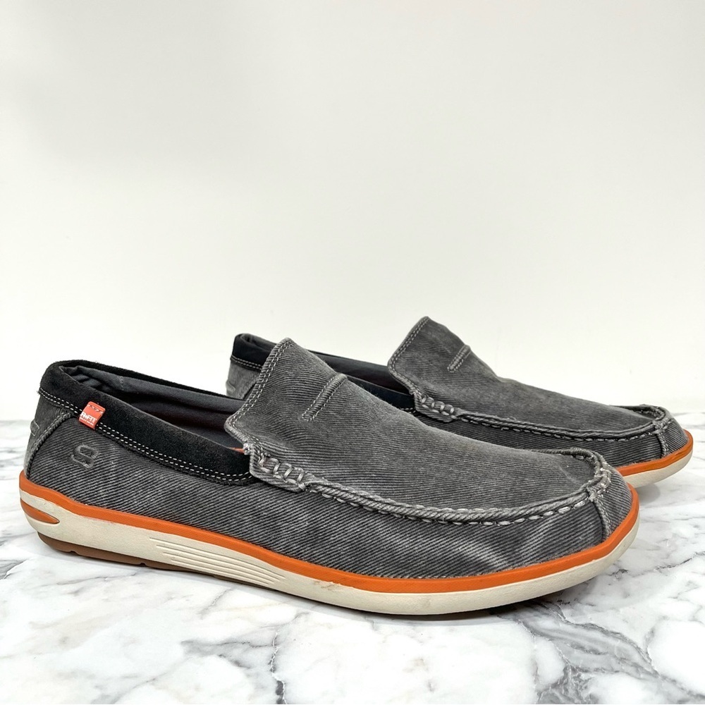 Skechers Men's Sz 11.5 Spencer Grey Relaxed Fit Memory Foam Loafers Shoes 63680